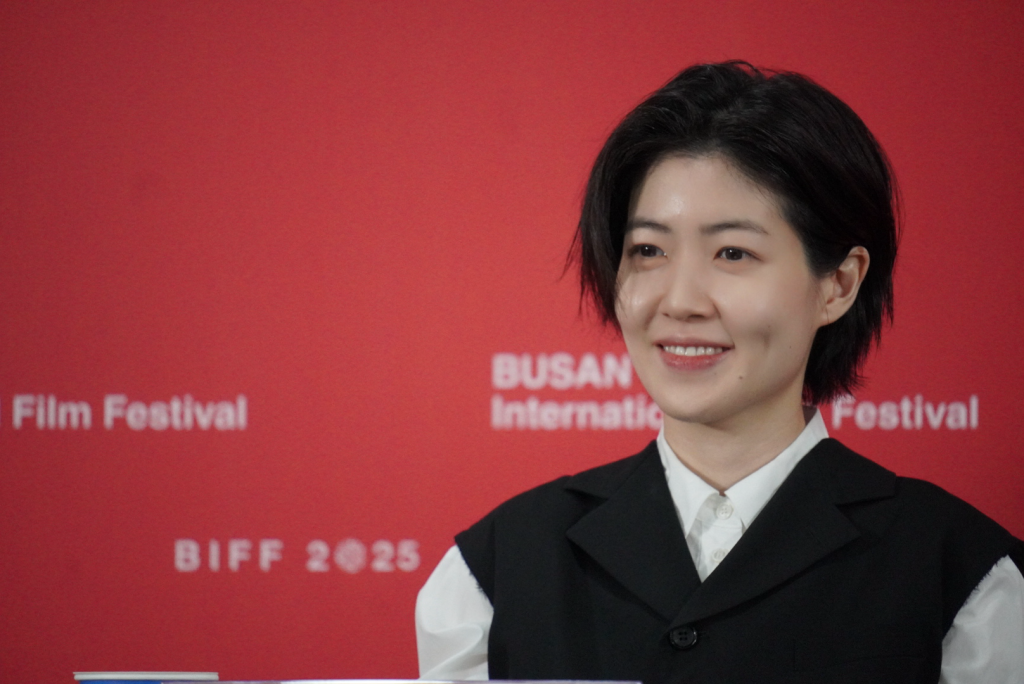 『旅と日々』記者会見：シム・ウンギョン（撮影：芳賀恵）